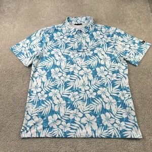 Greenside Golf Polo Shirt Mens 2XL XXL Blue Hawaiian Floral Print Performance